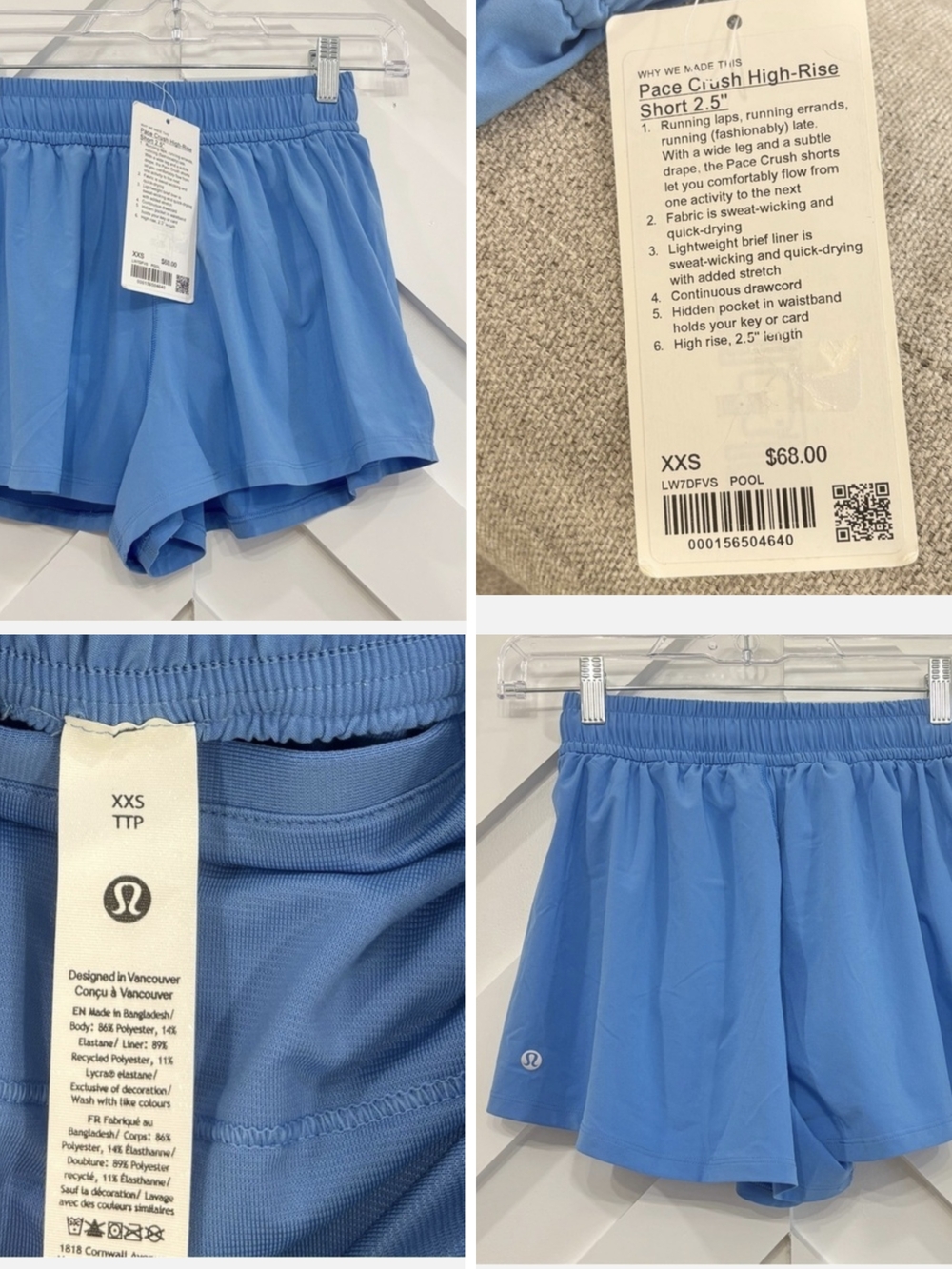 lululemon athletica Pace Crush High-Rise Shorts - Pool Party Xxs Size 2 NWT